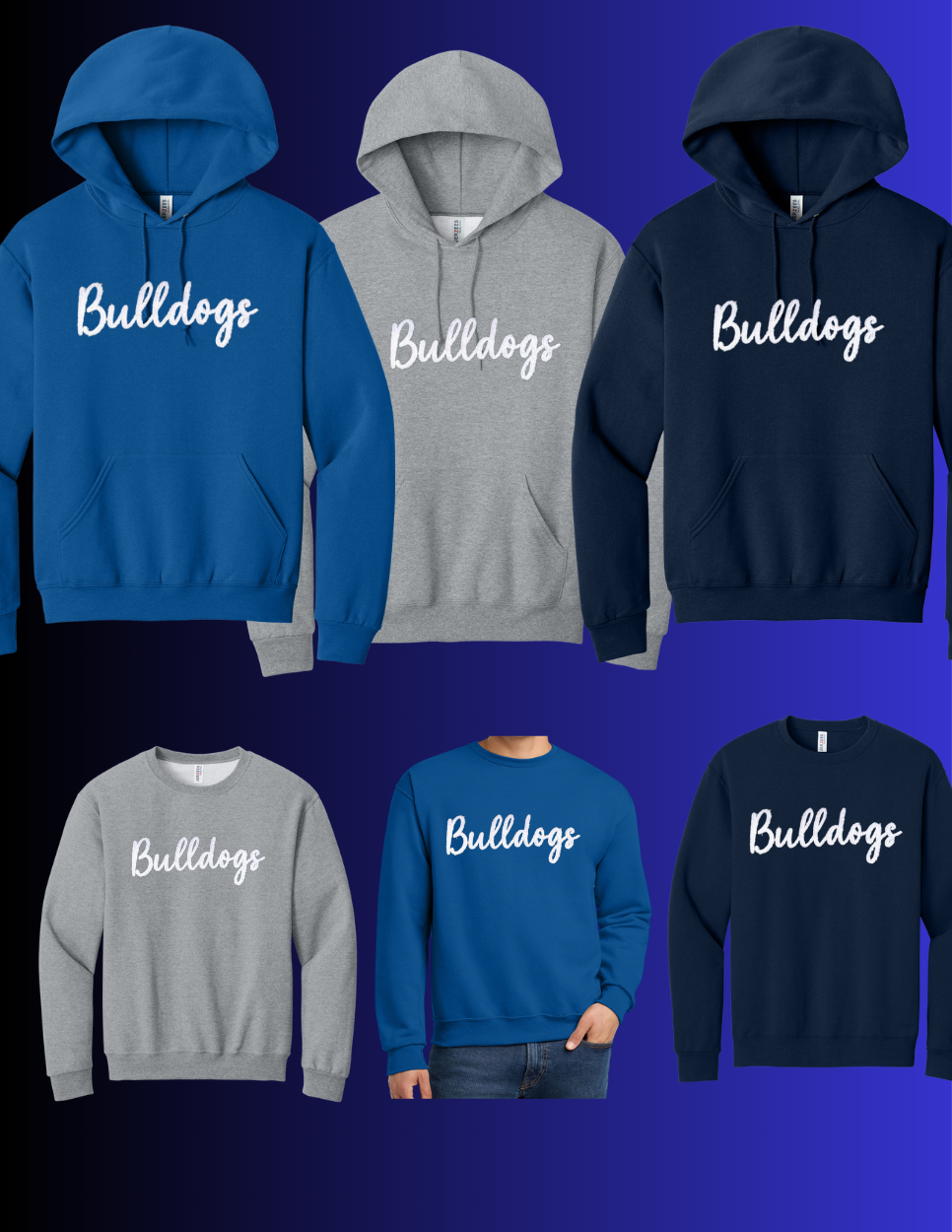 Chenille Bulldogs Sweater (White and Black)