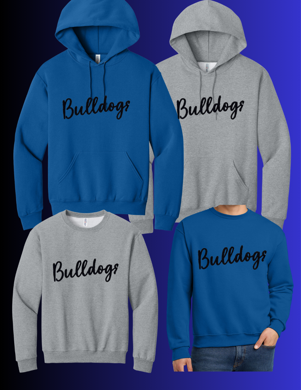 Chenille Bulldogs Sweater (White and Black)