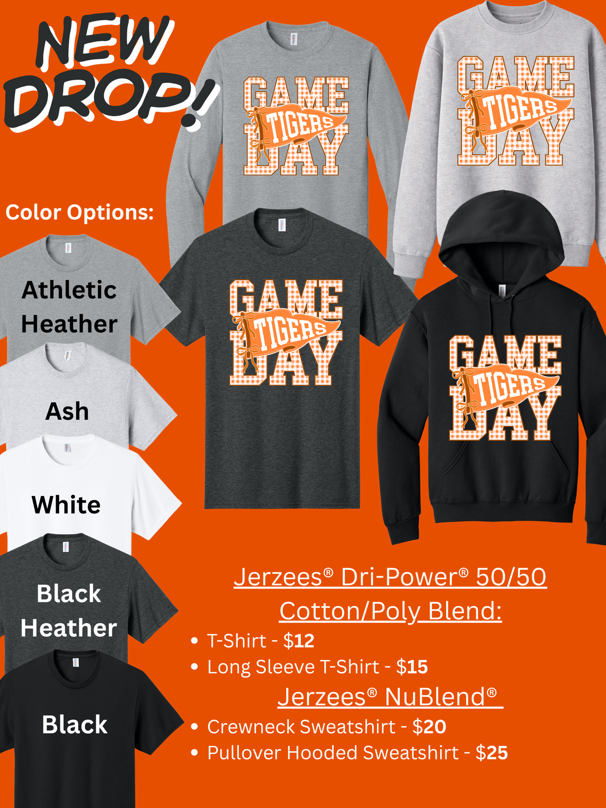 Tigers Game Day Gingham Pattern