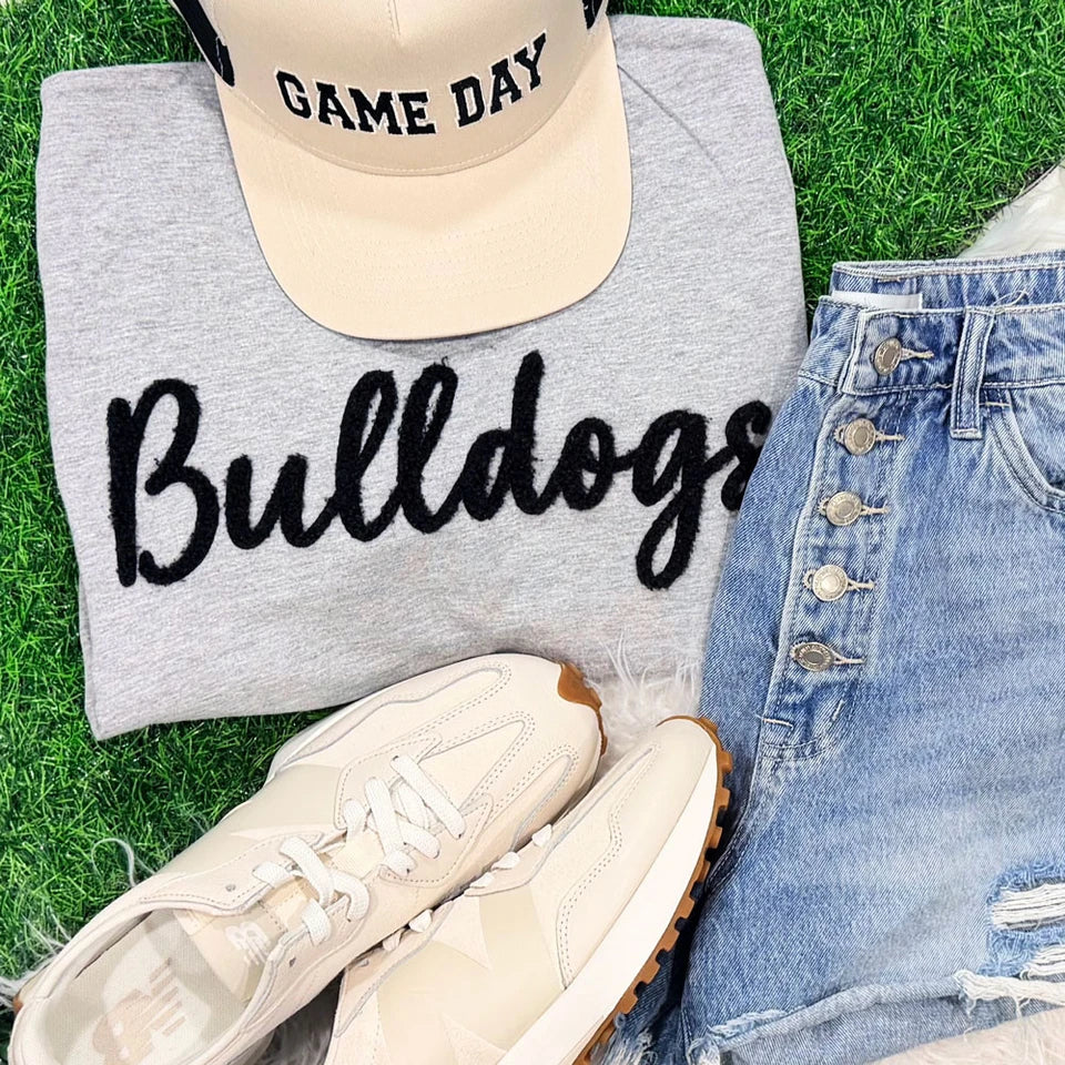 Chenille Bulldogs Sweater (White and Black)