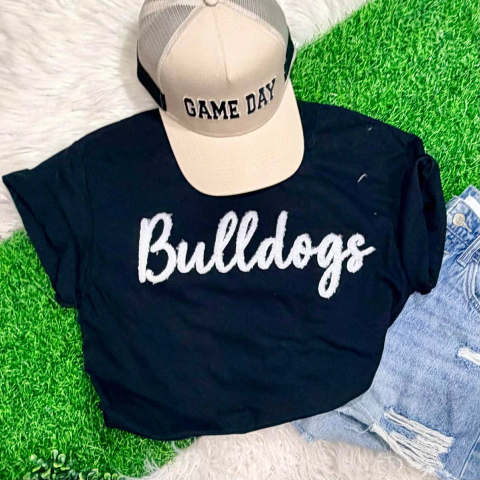 Chenille Bulldogs Sweater (White and Black)